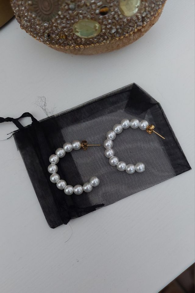Semi argollas de perlas grande