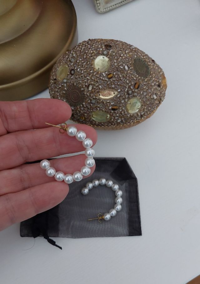 Semi argollas de perlas grande