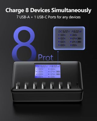 Cargador inteligente USB 7+1 60w