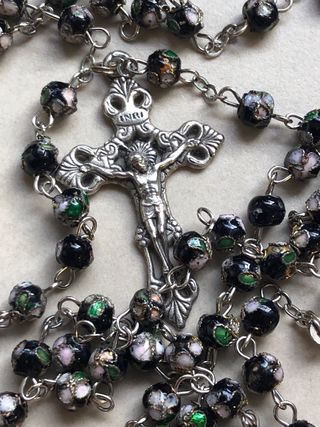 OFERTA, rosario italiano cloisonne negro. 