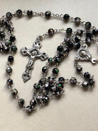 OFERTA, rosario italiano cloisonne negro. 