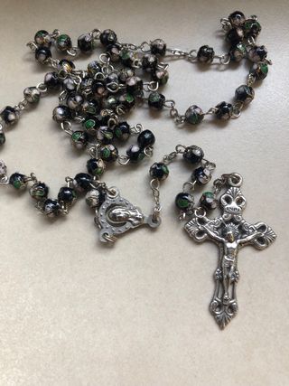 OFERTA, rosario italiano cloisonne negro. 