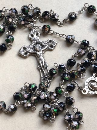 OFERTA, rosario italiano cloisonne negro. 