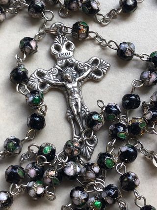 OFERTA, rosario italiano cloisonne negro. 