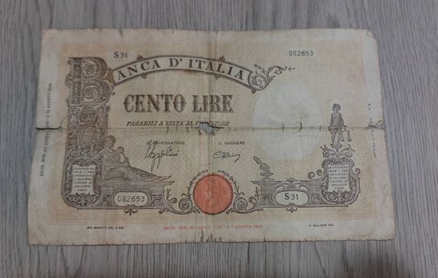 Banconota cento lire 1943 vintage
