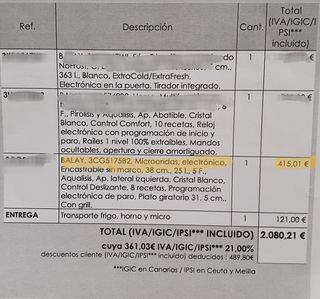 Microondas Balay empotrable 25l 