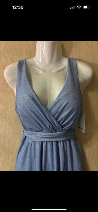 Vestito da sera celeste lurex NUOVO