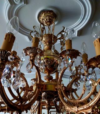 lampara de bronce con cristales de swarovski