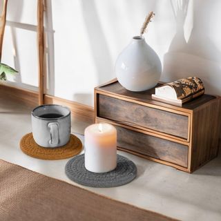 8 Sottobicchieri NUOVI lino 11cm fatti a mano