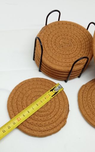 8 Sottobicchieri NUOVI lino 11cm fatti a mano