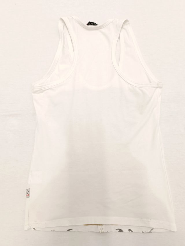 Tank top/canotta bianca con disegno Y2K per donna