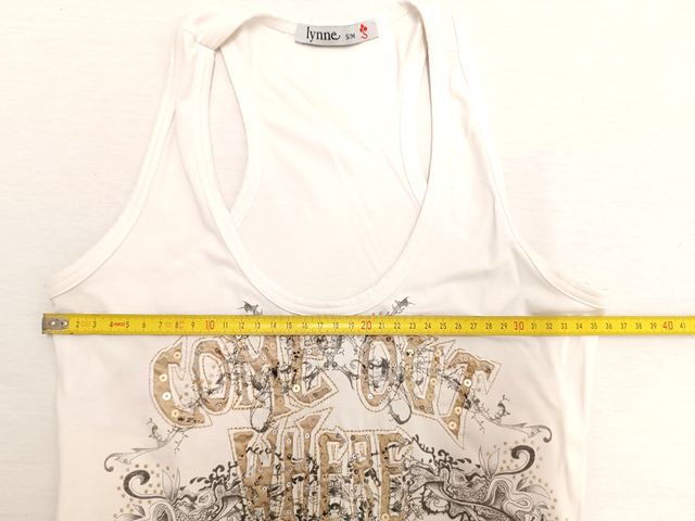 Tank top/canotta bianca con disegno Y2K per donna