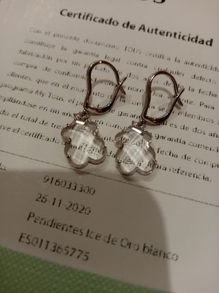 Pendientes Tous Oro Blanco Ice