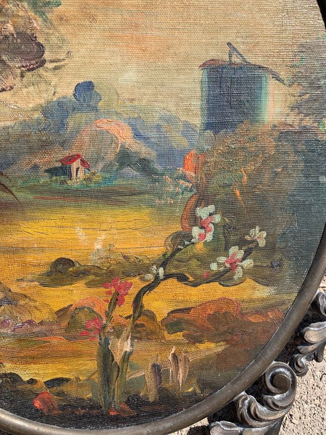 Quadro antico pittura con cornice di ottone