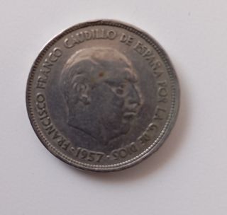 Moneda para coleccionista 25 pesetas 1957 