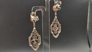 Pendientes de Oro 18K Blanco con Diamantes y Ágata