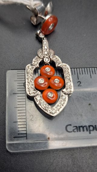 Pendientes de Oro 18K Blanco con Diamantes y Ágata