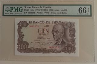 Pmg 100 pesetas 1970 sin serie,N.BAJO