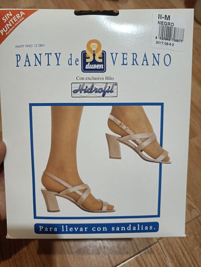 4 panty verano negro sandalias M