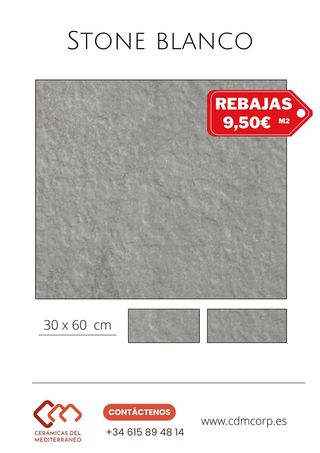 Cerámica Efecto Piedra - 30 x 60 cm