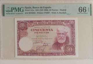 Pmg billete 50 pts 1951 sin serie 66EPQ