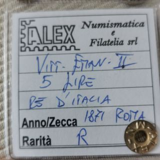 5 lire 1871 Roma Vittorio Emanuele II