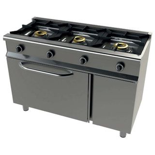 COCINA A GAS CON HORNO GN1/1 4,5KW, 3 FUEGOS 8+8+8