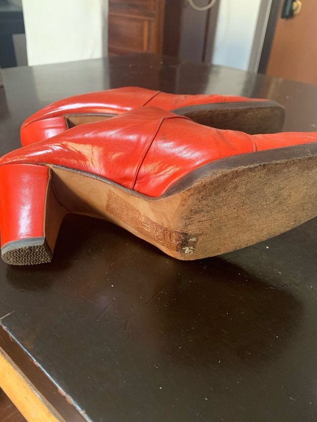 Sandali sabot rossi in pelle