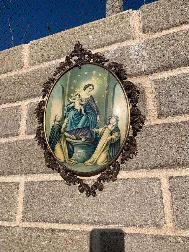 Quadro antico con cornice di ottone 42 cm