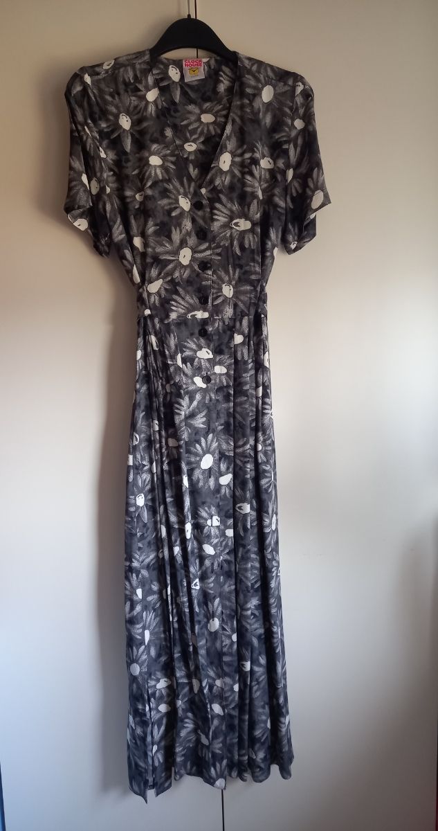 Vestito grigio lungo fiori taglia S