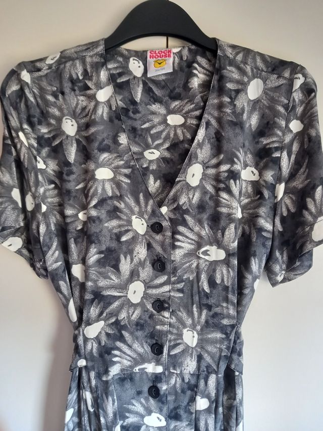 Vestito grigio lungo fiori taglia S