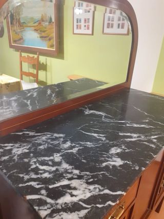 2 APARADORES MADERA, MÁRMOL Y ESPEJO
