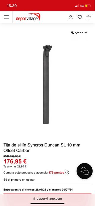 Tija de sillin de carbono. Syncros Duncan 1.0