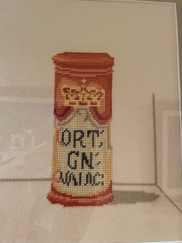 Cuadro punto cruz con bordado Albarelo de Farmacia