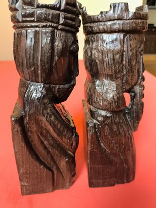 DECORACIÓN 2 FIGURAS REYES CATÓLICOS MADERA MACIZA