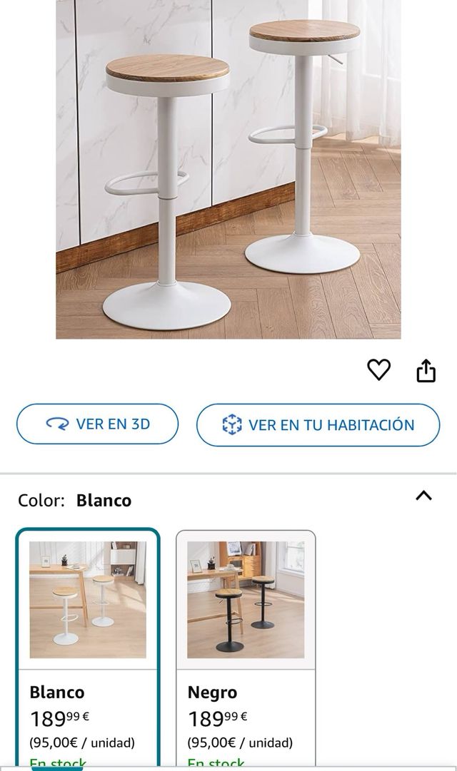 Taburetes blancos con madera