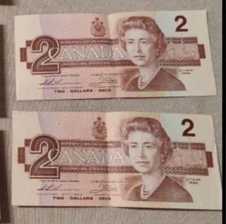 Billete 2 dolares canada 1986