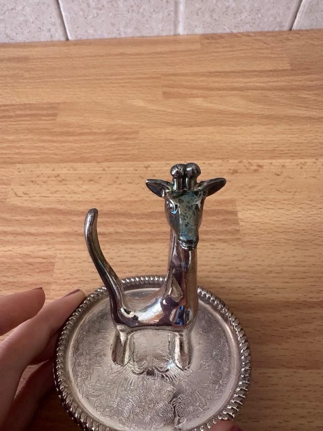 Porta anelli giraffa placcato argento