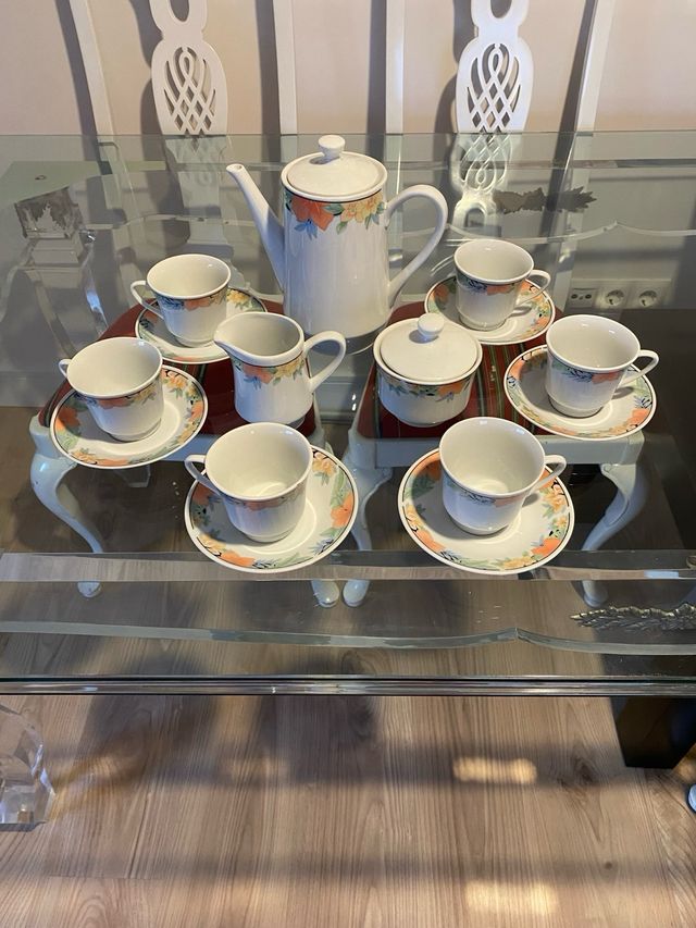 Juego cafe 6 servicios azucarero/lechera/cafetera