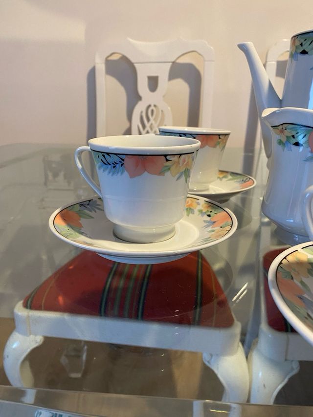 Juego cafe 6 servicios azucarero/lechera/cafetera