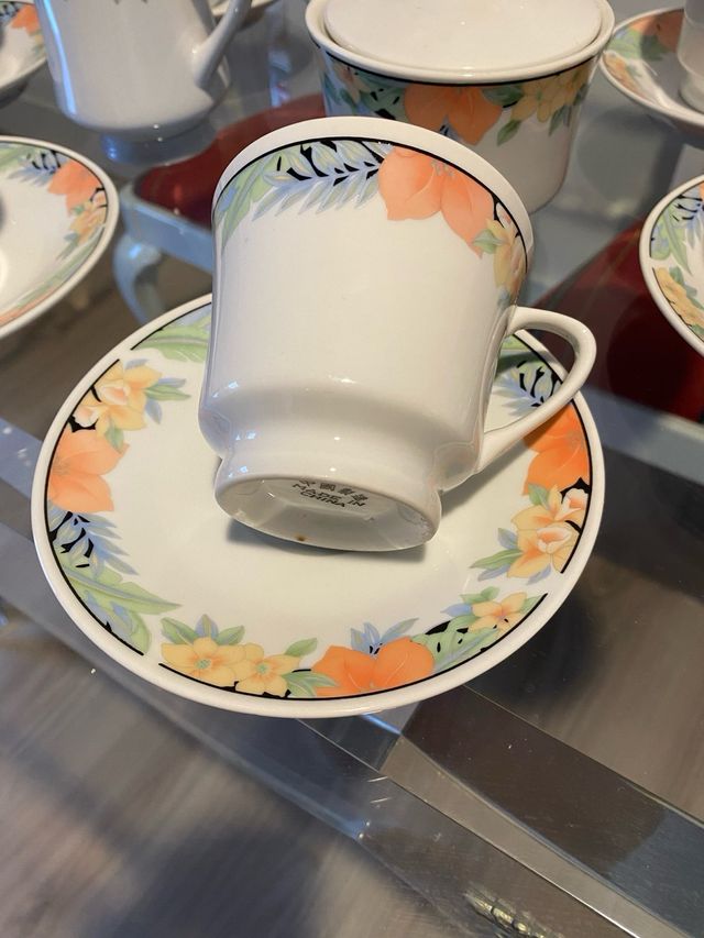 Juego cafe 6 servicios azucarero/lechera/cafetera