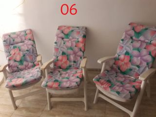 Lote 3 sillones plegables de jardín con cojines