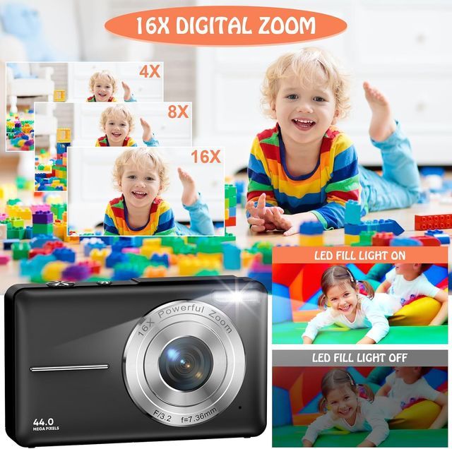 Cámara de Fotos Digital HD 1080P 44MP Zoom 16X