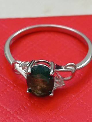 Anillo plata 925 con piedra ágata musgos