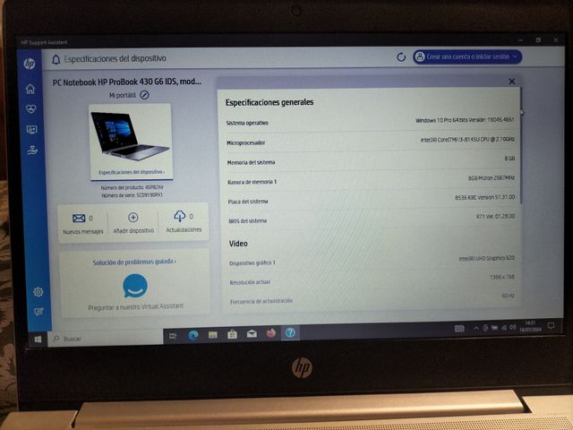 Portátil HP ProBook 430 G6 13,3". i3/16gb/M.2 256