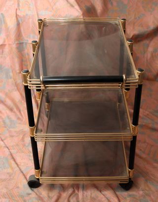 CARRITO BOTELLERO "CARMELA"-METAL DORADO