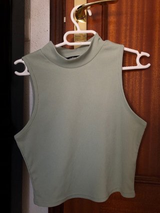 Top sin hombros verde agua de Shein