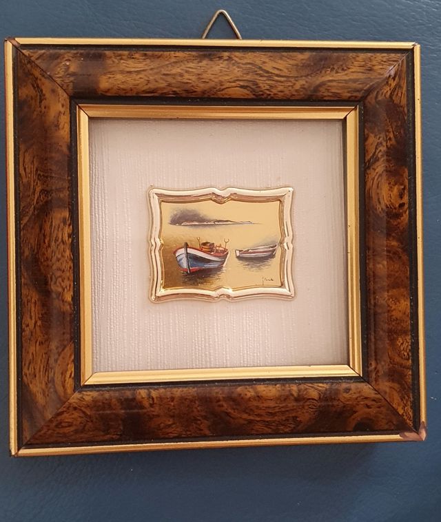 Quadretto vintage dipinto su foglia oro