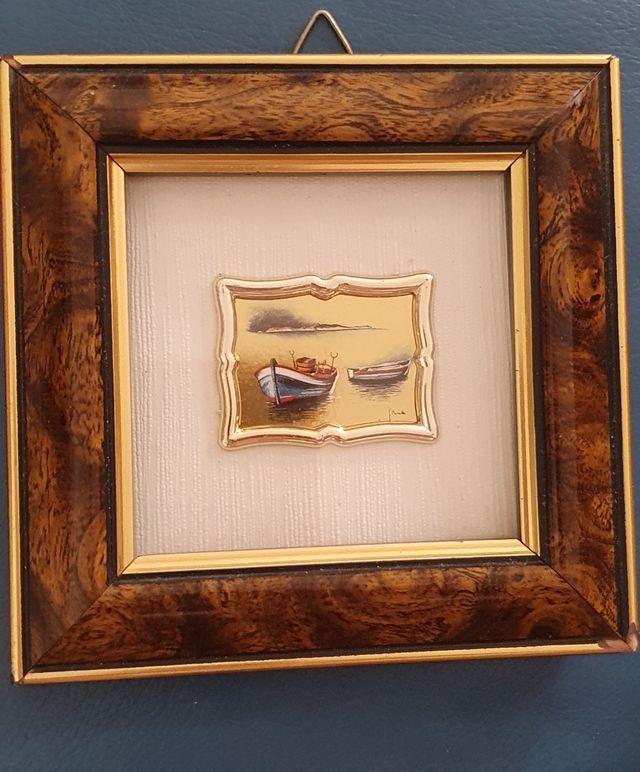 Quadretto vintage dipinto su foglia oro