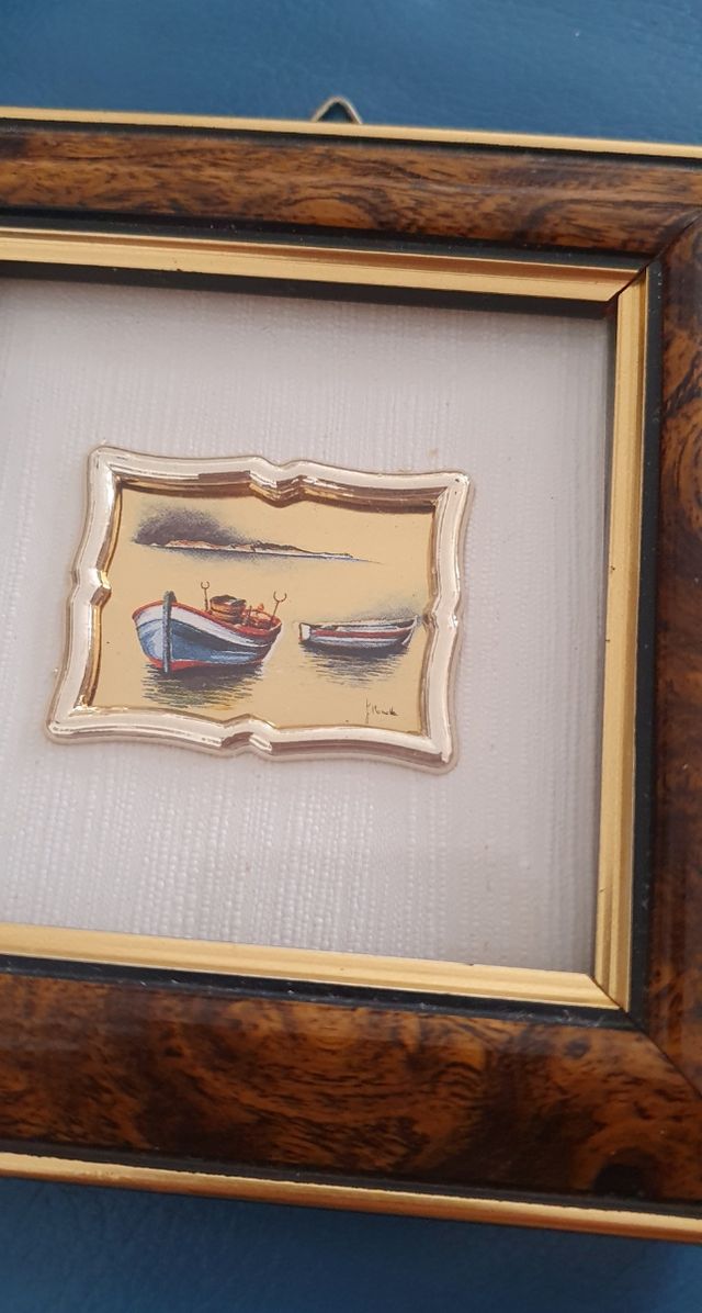 Quadretto vintage dipinto su foglia oro